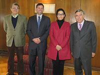 Profesores Miguel Ángel López, Gordon Hanson, Dorotea López y José Morandé, Director del IEI.